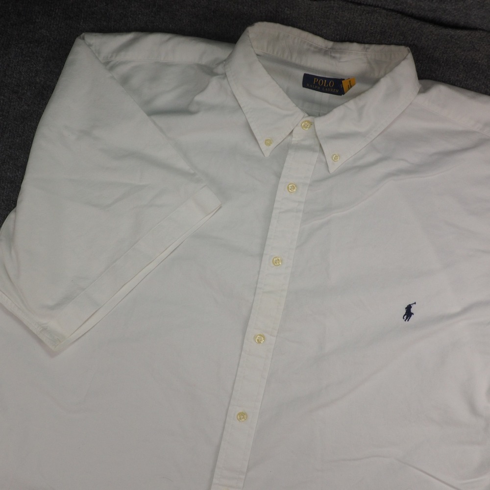 Polo Ralph Lauren Shirt Mens 4XB White Solid Oxford Button Down Big & Tall Pony